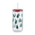 thumbnail image 1 of Christmas Trees Can Sipper Glass with Lid 20 OZ Holiday Time, 1 of 7
