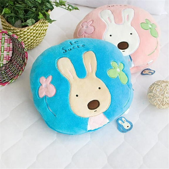 HT-CB001-BLUE-25.2by37 Sugar Rabbit - Round Blue Blanket Pillow Cushion / Travel Pillow Blanket