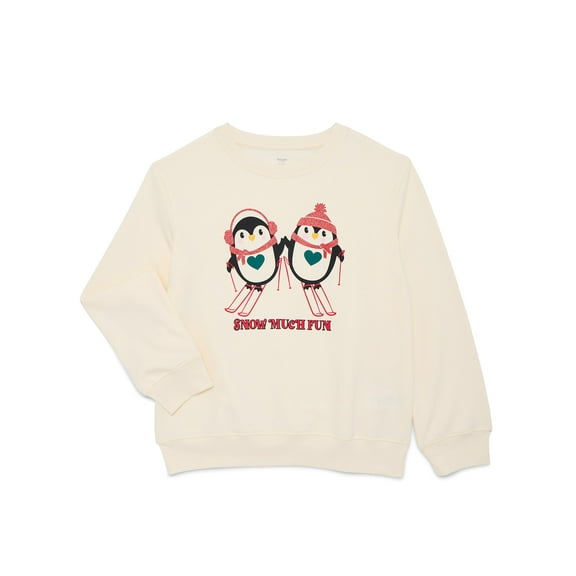 Holiday Time Girls Christmas Fleece Graphic Sweatshirt, Sizes 4-18