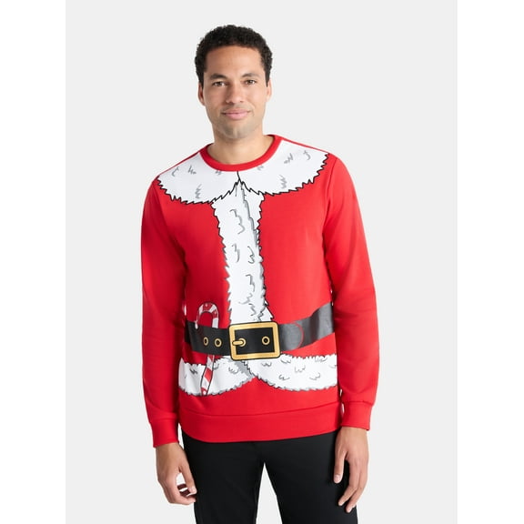 Men's Christmas Santa Suit Graphic Sweatshirt from Holiday Time, Sizes XS-3XL