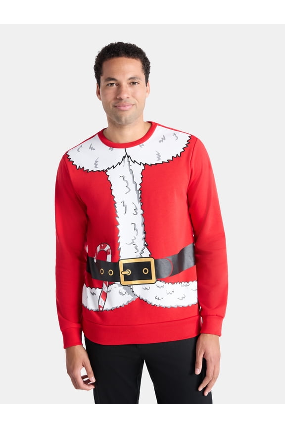 Men's Christmas Santa Suit Graphic Sweatshirt from Holiday Time, Sizes XS-3XL