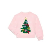 HOLIDAY TIME Girls 3D Christmas Tree Sweater with Long Sleeves, Sizes 4-18 & Plus