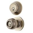 thumbnail image 1 of Keyed Entry Ball Doorknob Lock and Single Cylinder Deadbolt Antique Brass Finish Combo Pack, 1 of 9