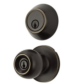 Hyper Tough Keyed Entry Ball Doorknob Lock and Single Cylinder Deadbolt Oil Rubbed Bronze Finish Combo Pack