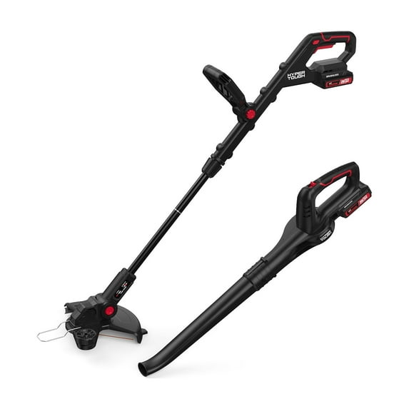 Hyper Tough 20V Brushless Cordless 12" Trimmer and 120 CFM Blower Combo Kit with (1) 20V Max 2.0Ah Battery and Charging Cable