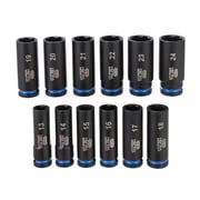 Hyper Tough 1/2-Inch Drive Impact Deep Socket Set, Metric, 12 Pieces