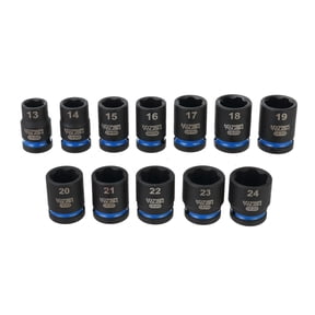 Hyper Tough 1/2-Inch Drive Impact Shallow Socket Set, Metric, 12 Pieces