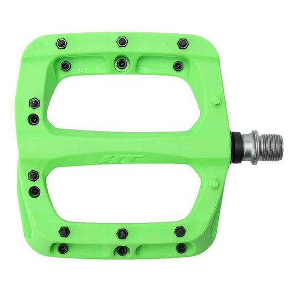 HT Components PA03A Nano P Platform Pedals, Body: Nylon, Spindle: Cr-Mo, 9/16'', Green, Pair