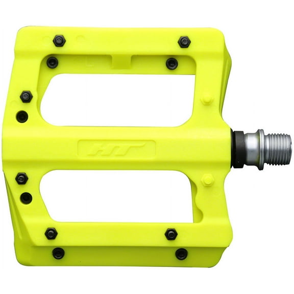 HT PA12A Platform Pedals 9/16" Nylon Reinforced Body Adjustable Pins Neon Yellow