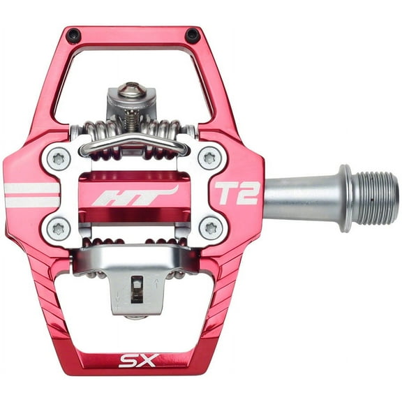 HT Pedals T2-SX Clipless Platform Pedals, CrMo - Red