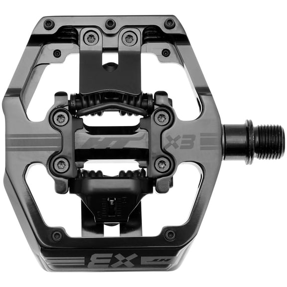HT Components X3 Pedals - Dual Sided Clipless with Platform, Aluminum, 9/16", Stealth Black