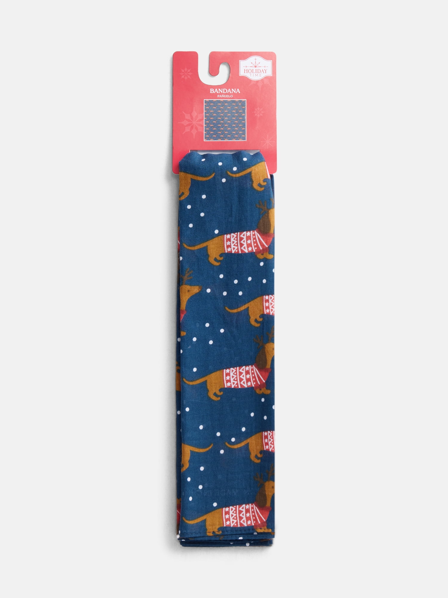 Holiday Time Woven Daschund Deight Bandana, One Size, Navy/Multi, Cotton