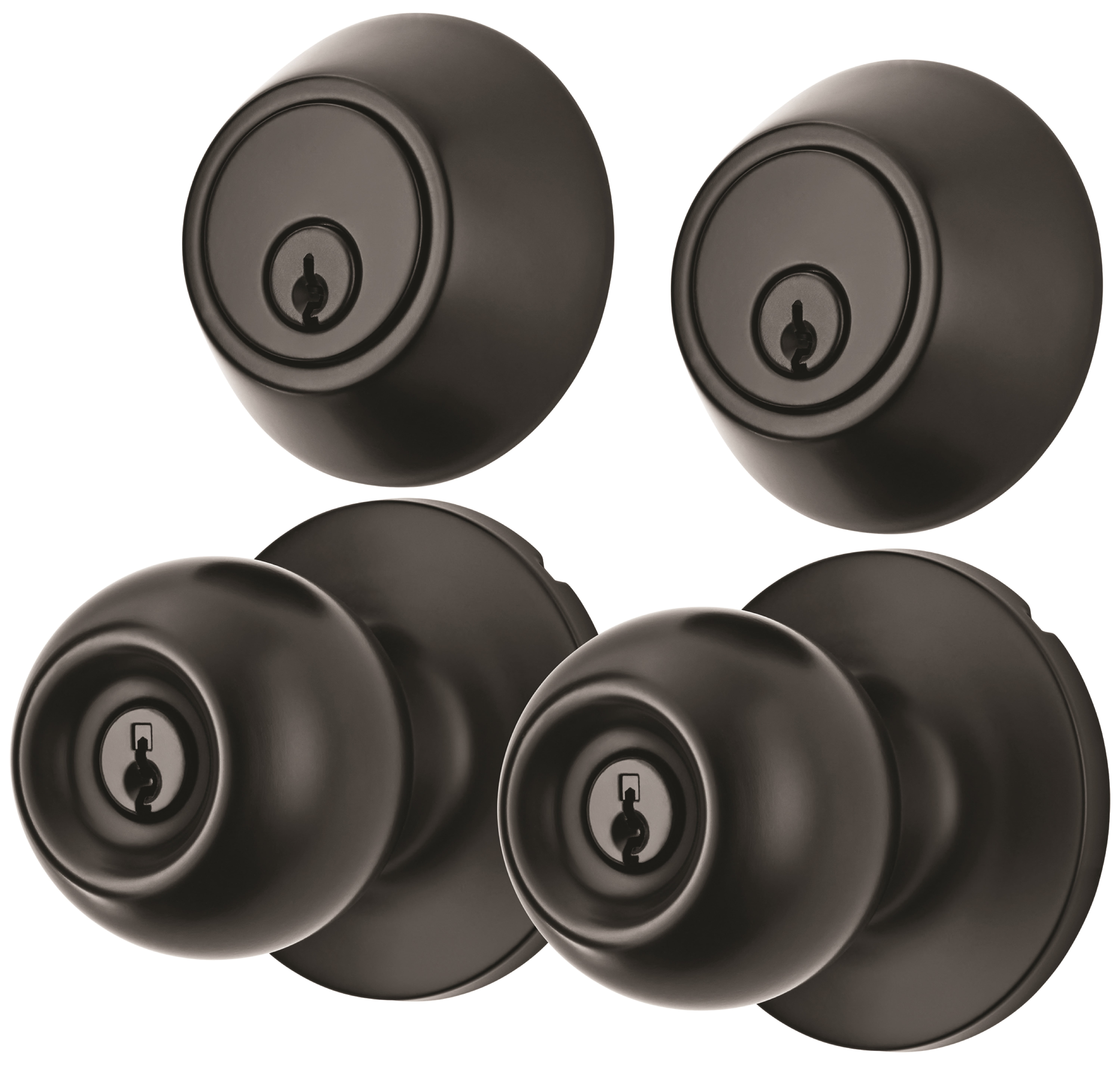 Hyper Tough 2-Pack Keyed Entry Doorknobs and Deadbolts in Matte Black Finish