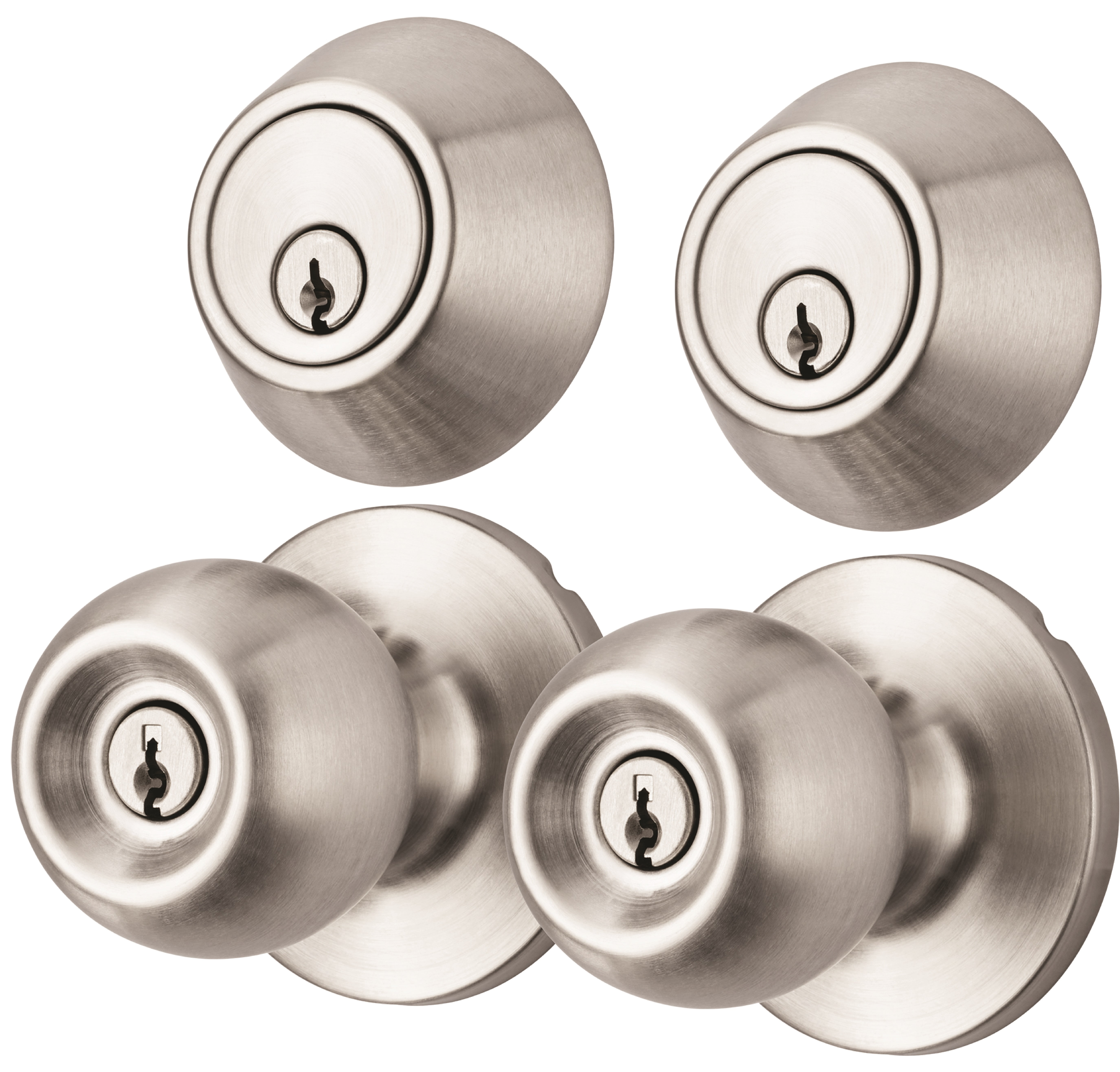 Hyper Tough Keyed Entry Doorknob and Deadbolt Combo Twin Pack in Stainless Steel