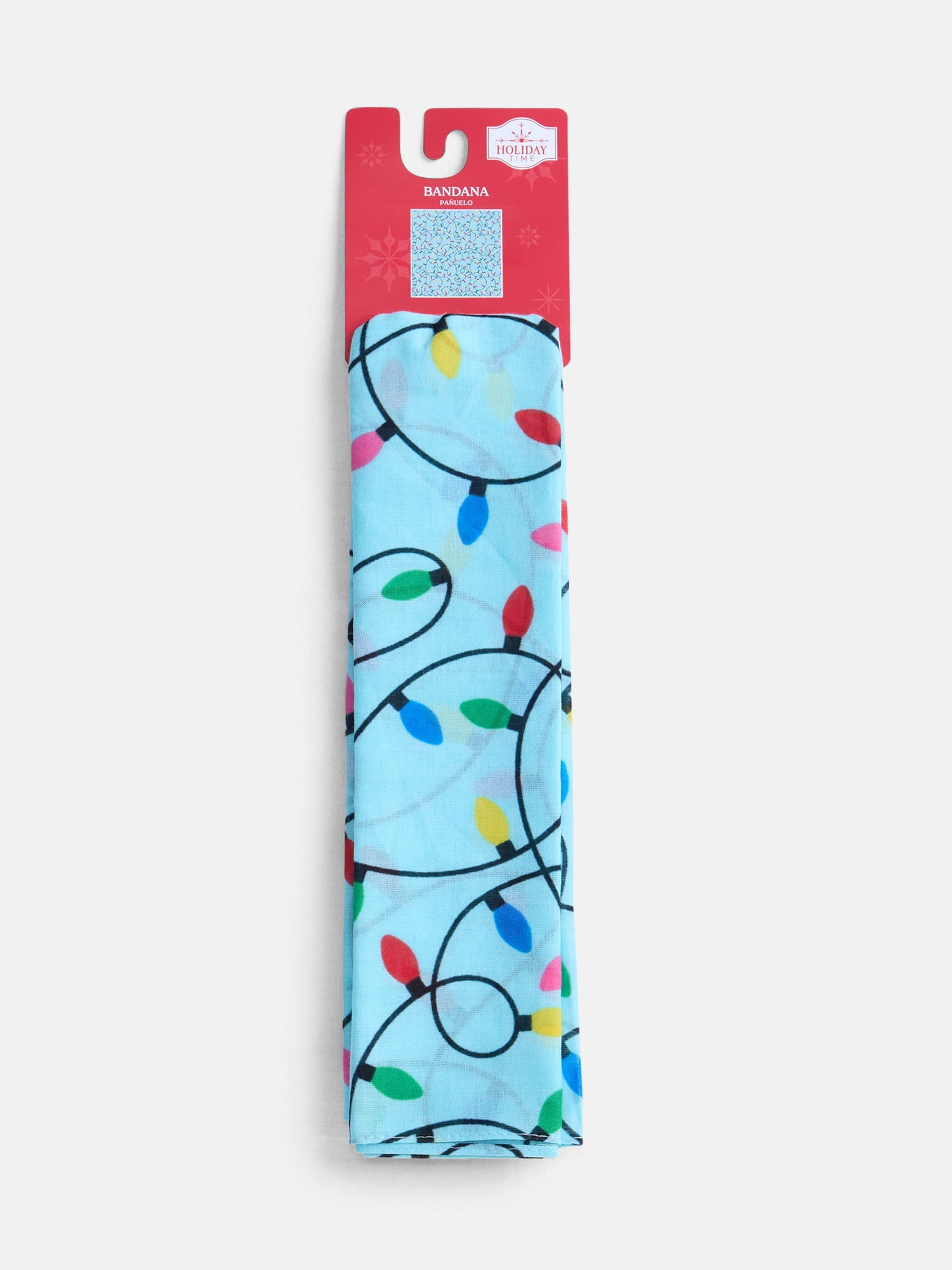 Holiday Time Woven Festive Lights Bandana, One Size, Blue/Multi, Cotton