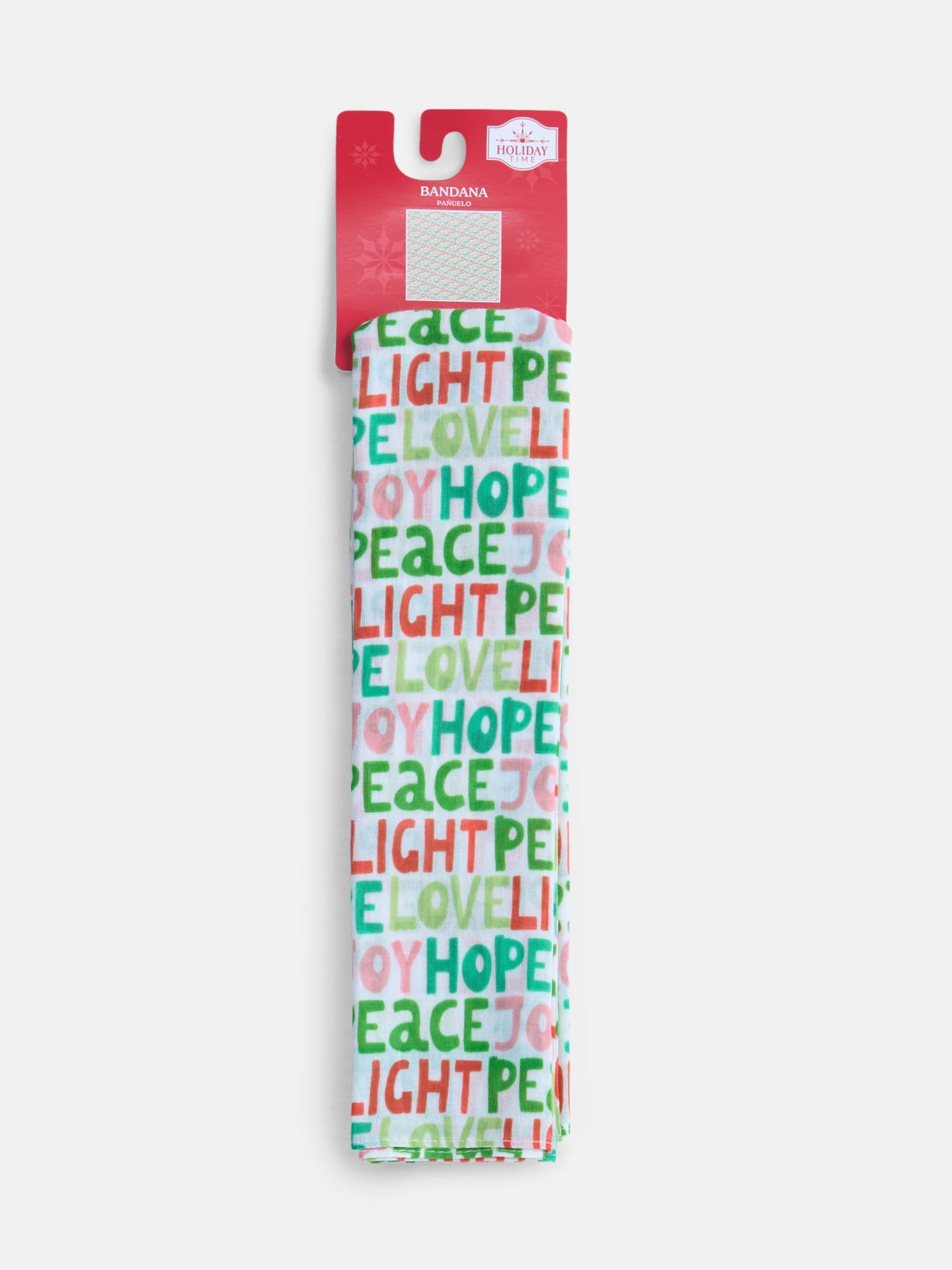Holiday Time Woven Festive Words Bandana, One Size, Lime, Cotton