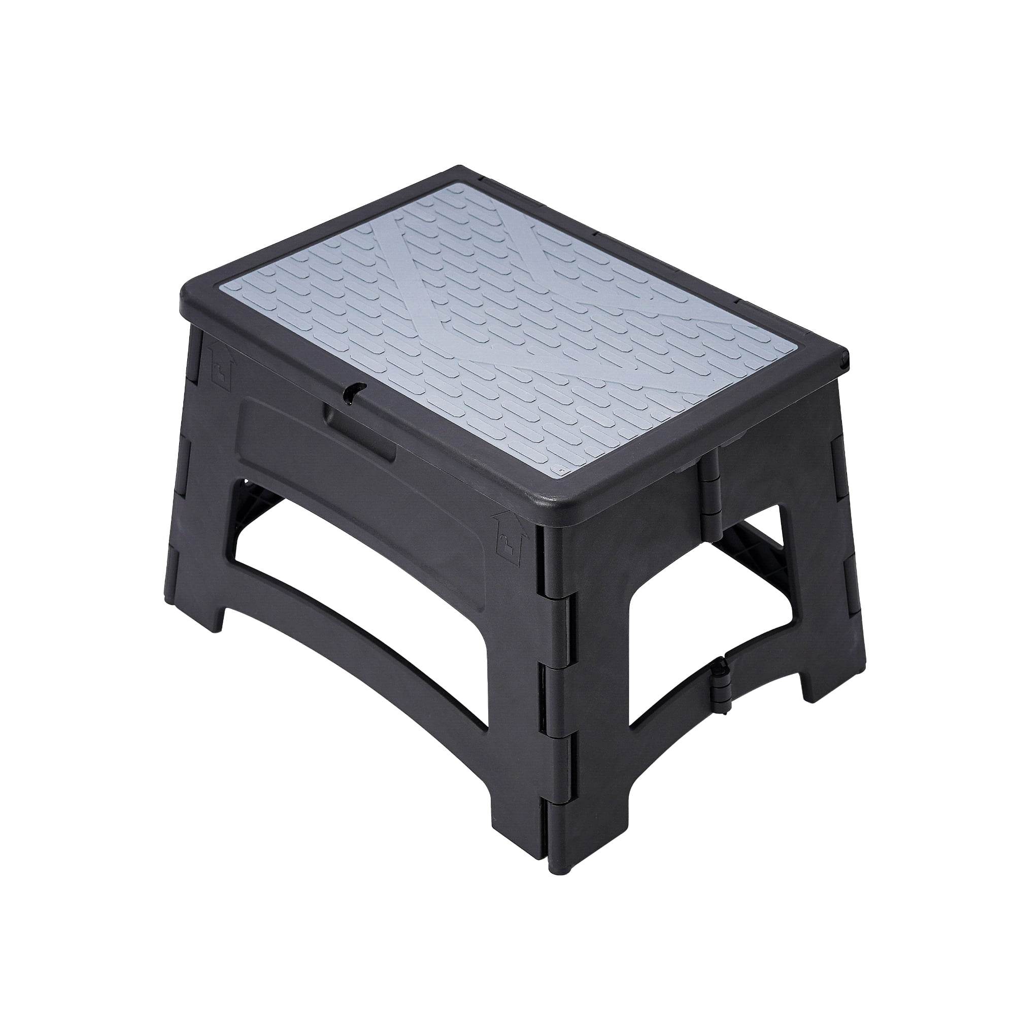 Hyper Tough Gray & Black 1-Step Plastic Foldable Step Stool  Holds up to 300 Pounds