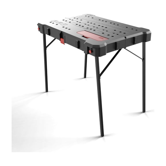 Hyper Tough Folding Workbench, Portable Heavy-Duty Workbench for Garage & Jobsite, Adjustable Clamping Table with Steel Frame