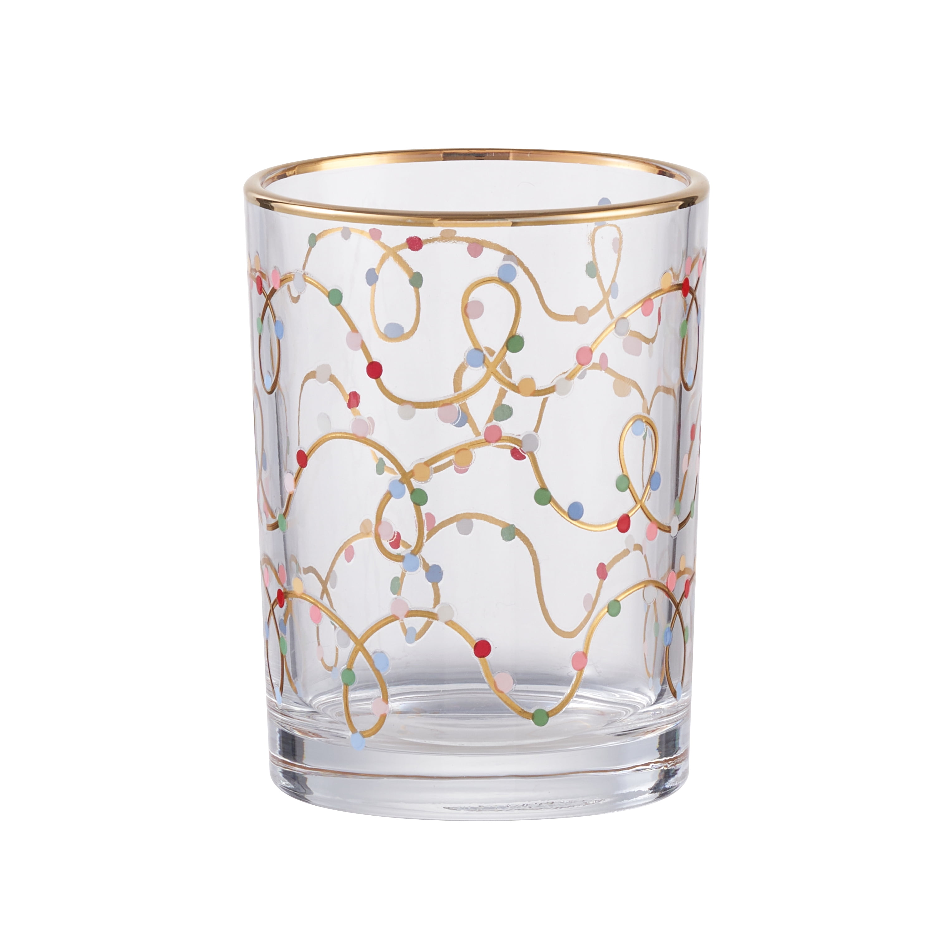Gold Glass Rocks Gold Lights Rocks Glass Gold Rim 11 OZ Holiday Time - Walmart.com