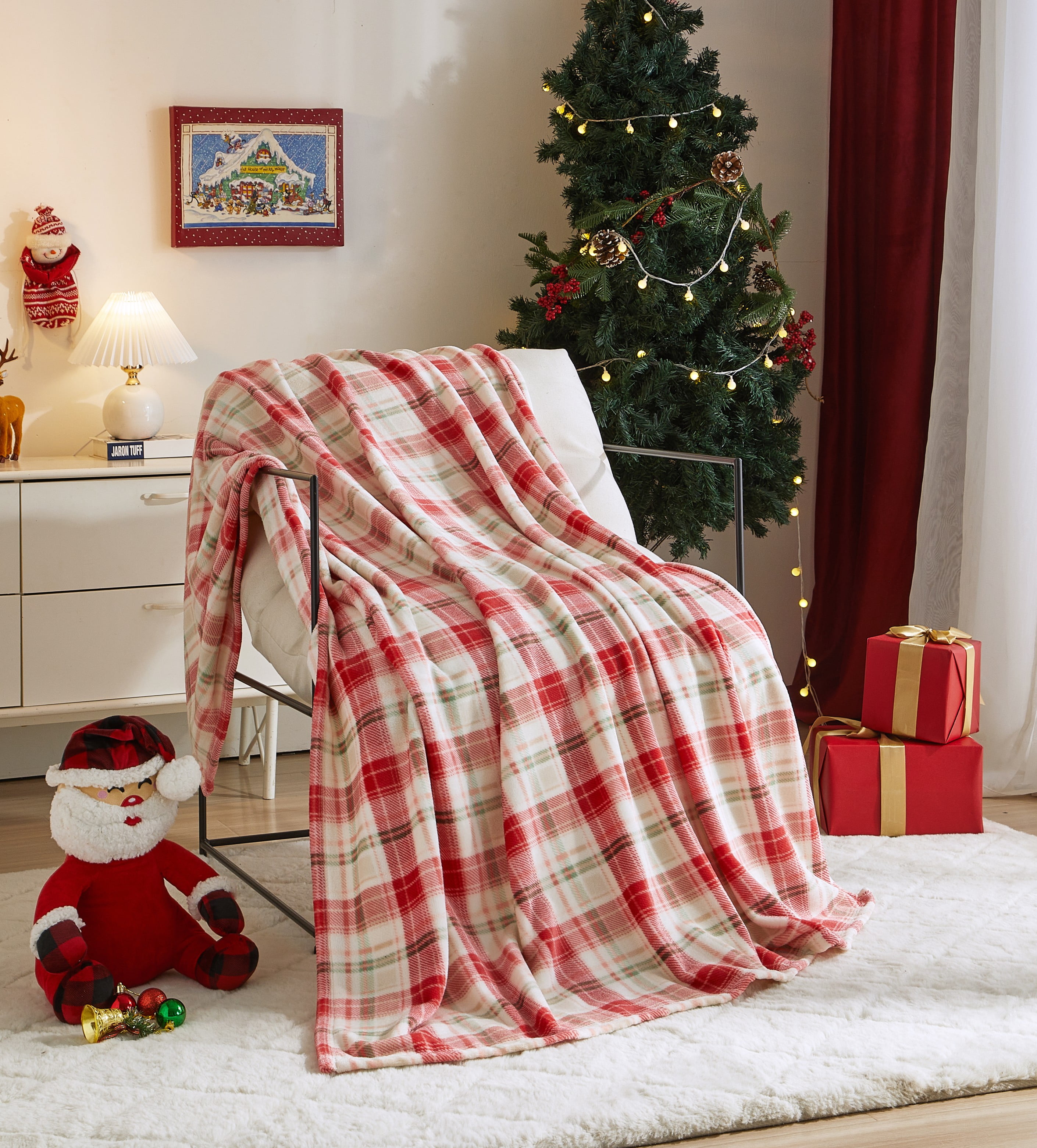 Holiday Time Cozy Christmas Plush Plaid OverizedThrow Blanket, 50