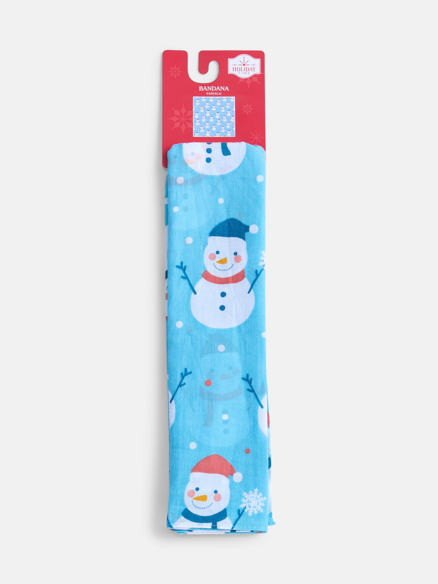 Holiday Time Woven Jolly Snowmen Bandana, One Size, Blue, Cotton