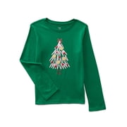 Holiday Time Girls Christmas Long Sleeve Graphic T-Shirt, Sizes 4-18