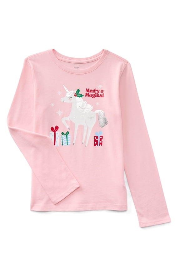 Girls Christmas Long Sleeve Graphic T-Shirt, Sizes 4-18