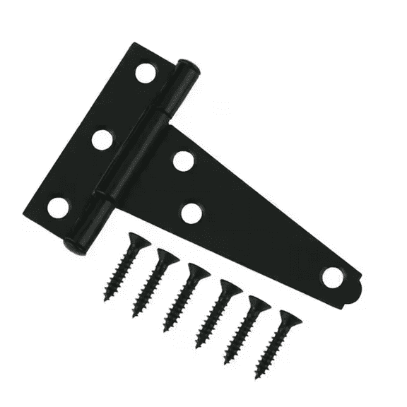 Hyper Tough Heavy Duty 4-Inch Black Steel Tee Hinge with Mounting Screws