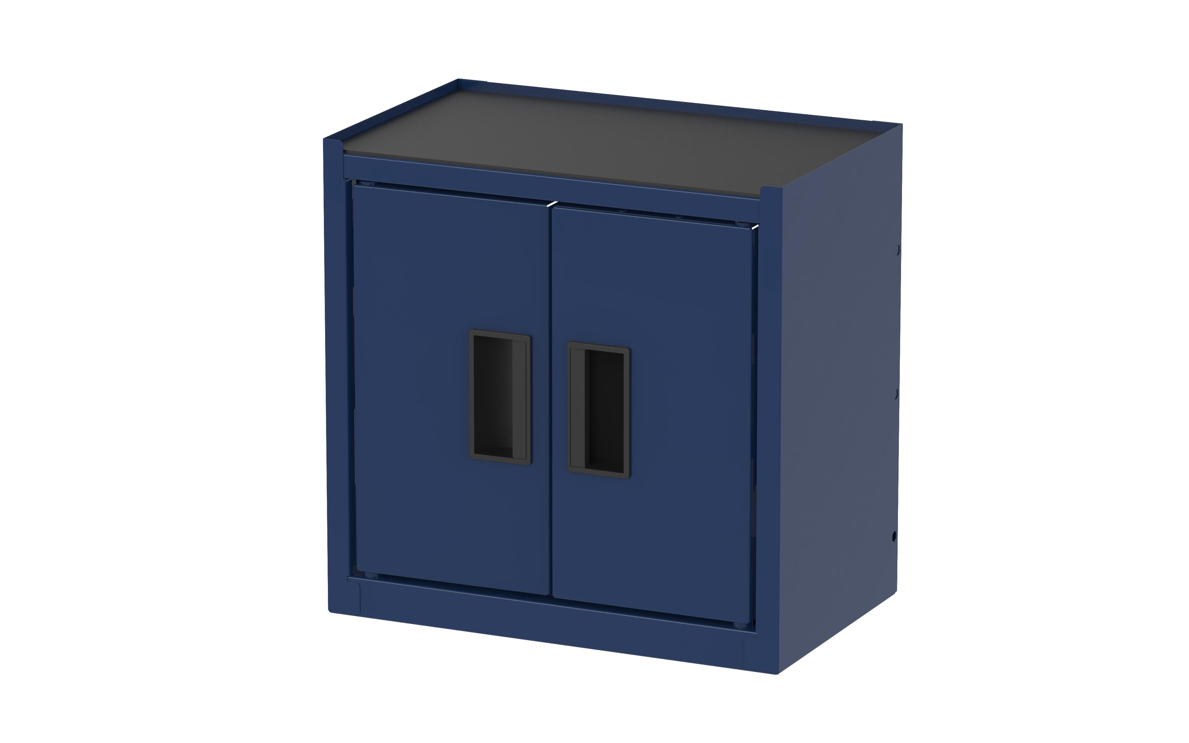 Hyper Tough Mini Tool Cabinet, Blue Steel Storage Cabinet with Double Doors & Top Mat