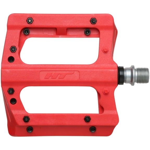 HT PA12A Platform Pedals 9/16" Nylon Reinforced Body 12 Adjustable Grip Pins Red