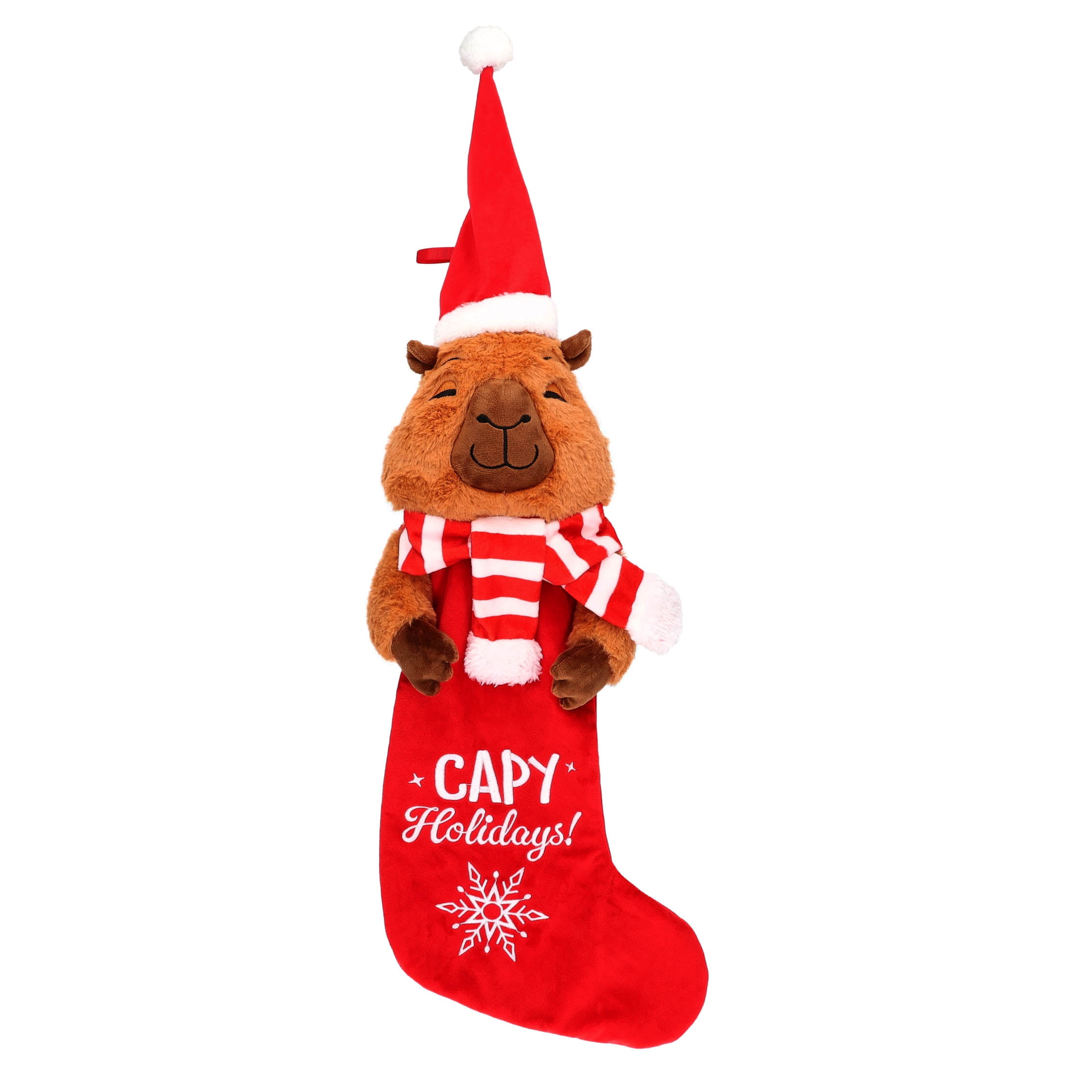 Holiday Time Capybara 20 Inches Three Dimensional Plush Head Christmas Stocking