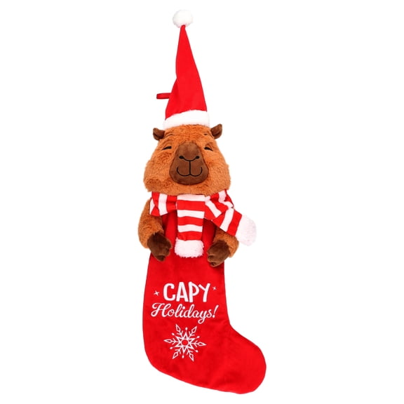 Holiday Time Capybara 20 Inches Three Dimensional Plush Head Christmas Stocking