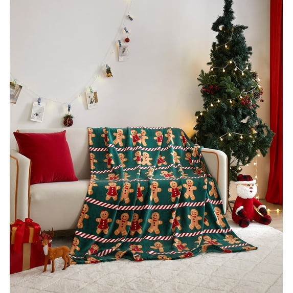 Holiday Time Cozy Plush Gingerbread Throw 50" x 60", All Ages