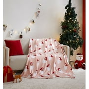 Holiday Time Cozy Christmas Plush Santa Throw Blanket, Standard Size, All Ages