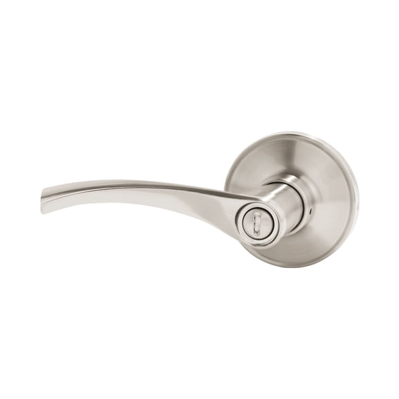 Hyper Tough Privacy Bed and Bath Door Wave Lever in Satin Nickel with Round Rosette