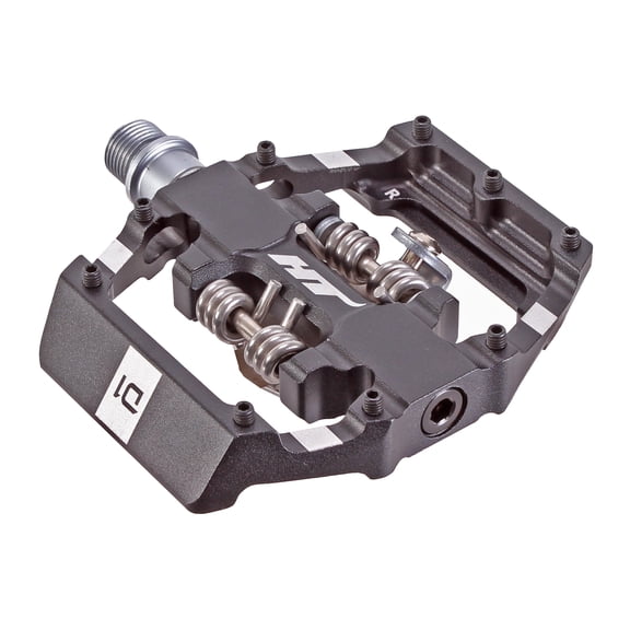 HT Pedals D1 Duo Platform+Clipless Pedals, CrMo - Black