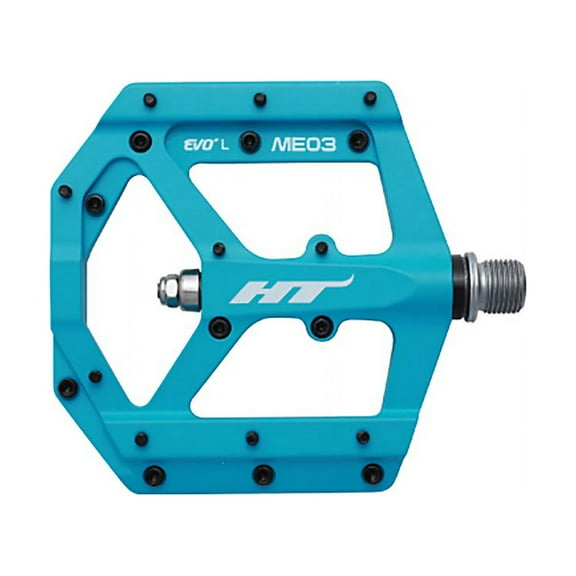 HT Components ME03 EVO+ Platform Pedals, Body: Aluminum, Spindle: Cr-Mo, 9/16'', Blue, Pair