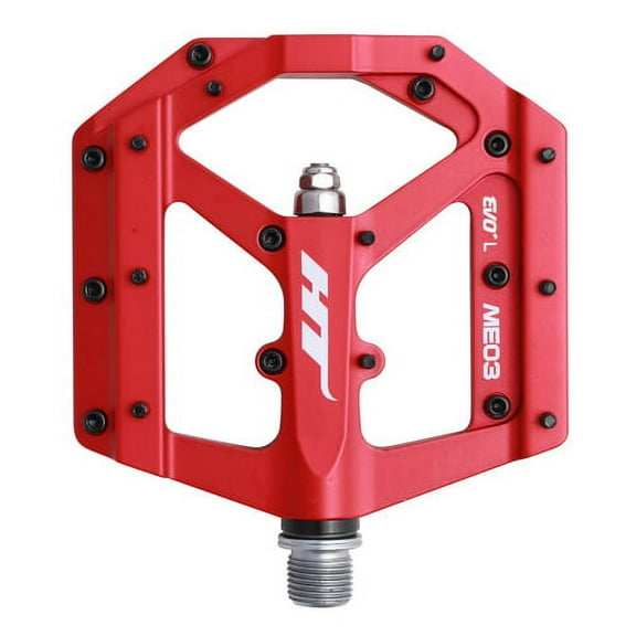 HT Components ME03 EVO+ Platform Pedals, Body: Aluminum, Spindle: Cr-Mo, 9/16'', Red, Pair