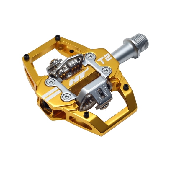 HT Pedals T2 Clipless Platform Pedals, CrMo, Gold
