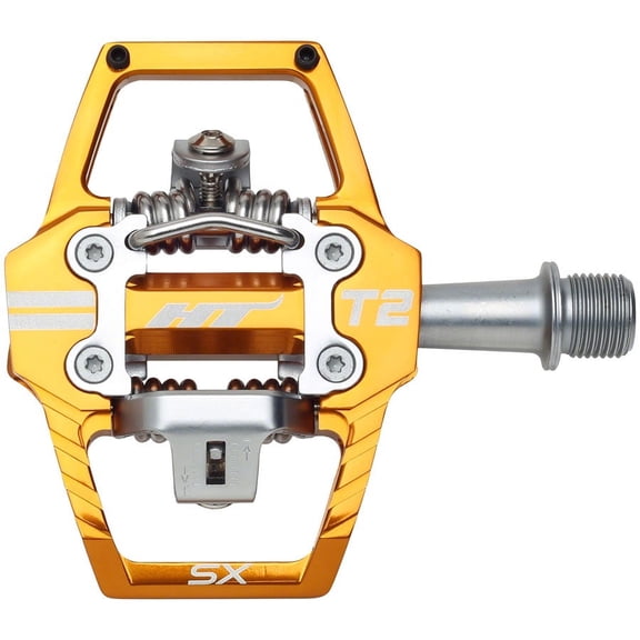 HT Pedals T2-SX Clipless Platform Pedals Orange CrMo Spindle Aluminum Body