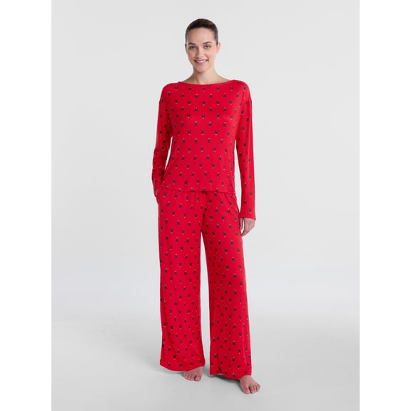 Holiday Time Women's and Women's Plus Ribbed Top and Pants Pajama Set, 2-Piece, XS-3X