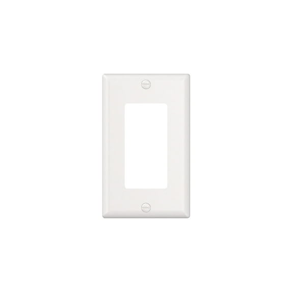 Hyper Tough White Impact-Resistant Thermoplastic Mid-Size Rocker Wallplate with Color-Matched Screws