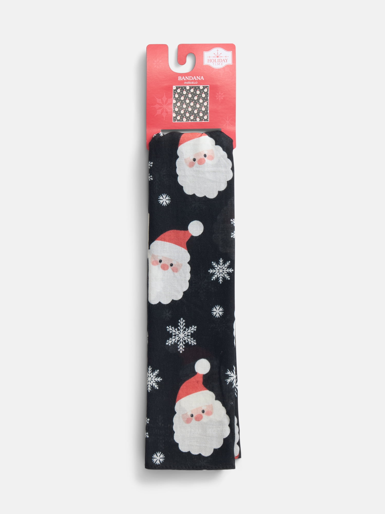 Holiday Time Woven Santa Snow Bandana, One Size, Black/Multi, Cotton