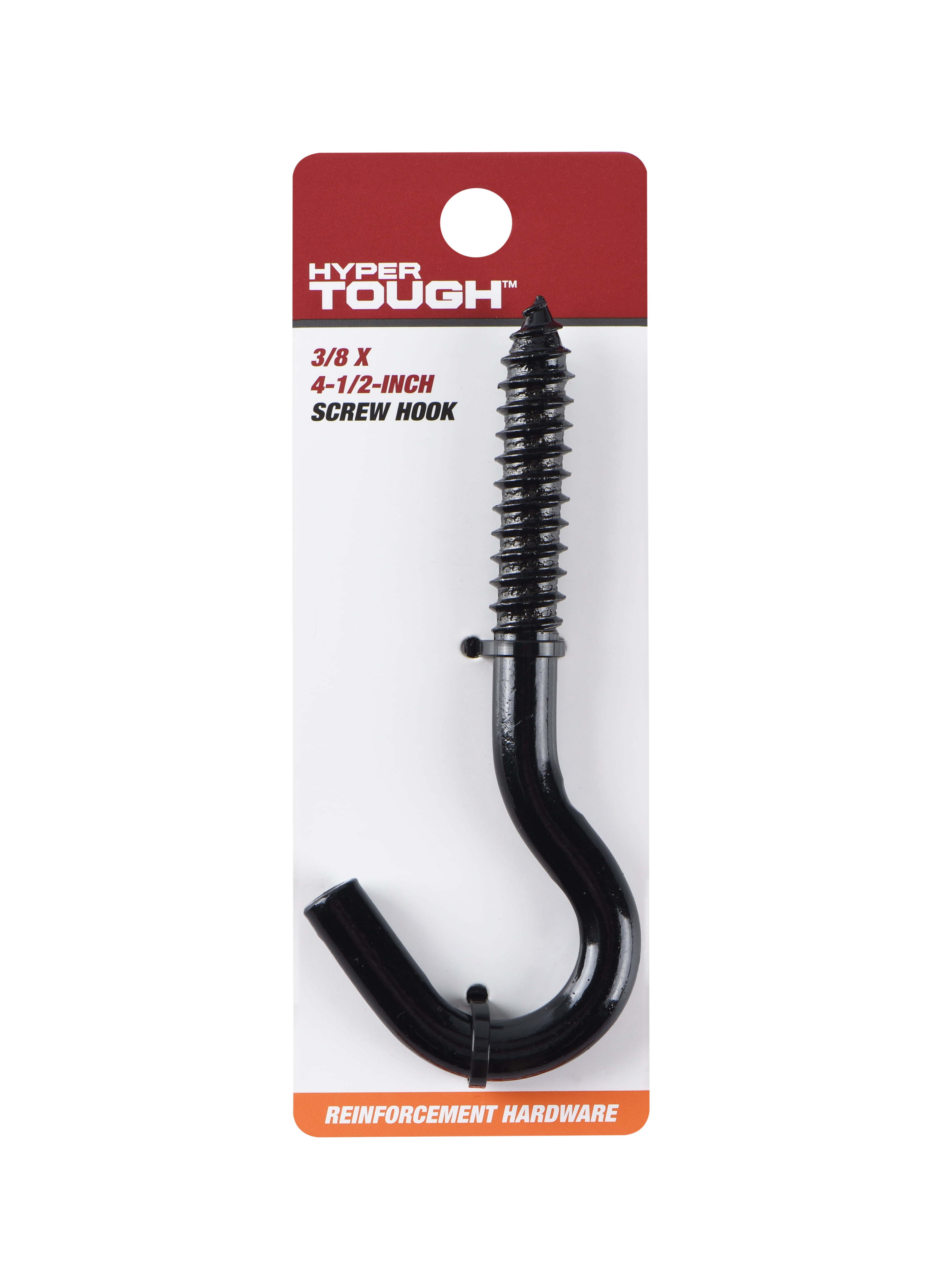 Hyper Tough Screw Hook, 3/8 inch x 4-1/2 inch, Black