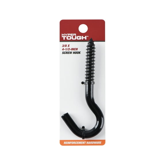 Hyper Tough Screw Hook 3/8 inch x 4-1/2 inch Black