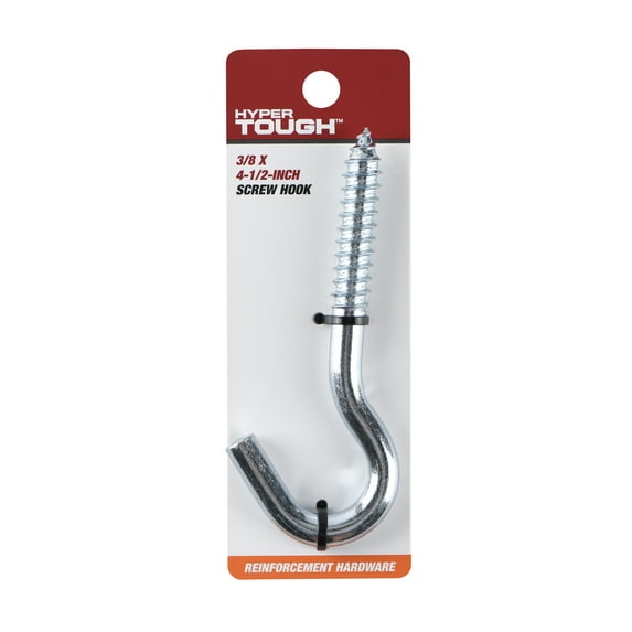Hyper Tough Screw Hook 3/8 inch x 4-1/2 inch Zinc Plated