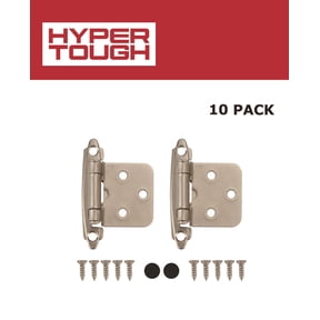Hyper Tough Cabinet Hinge, Satin Nickel, 10 Pack