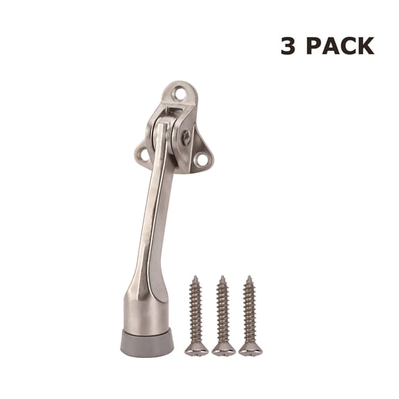 Hyper Tough Kickdown Doorstop, Satin Nickel, 3 Pack