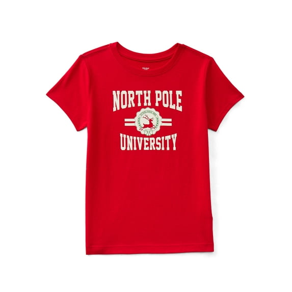 Holiday Time Girls Christmas Short Sleeve Graphic T-Shirt, Sizes 4-18