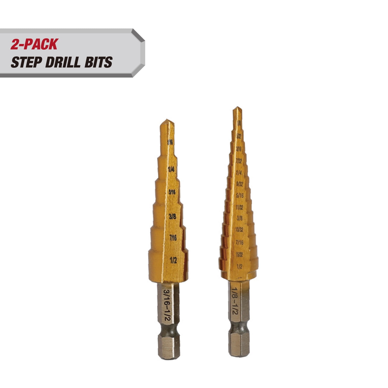 Hyper Tough 2-Piece Titanium Coated Step Drill Bits - Walmart.com